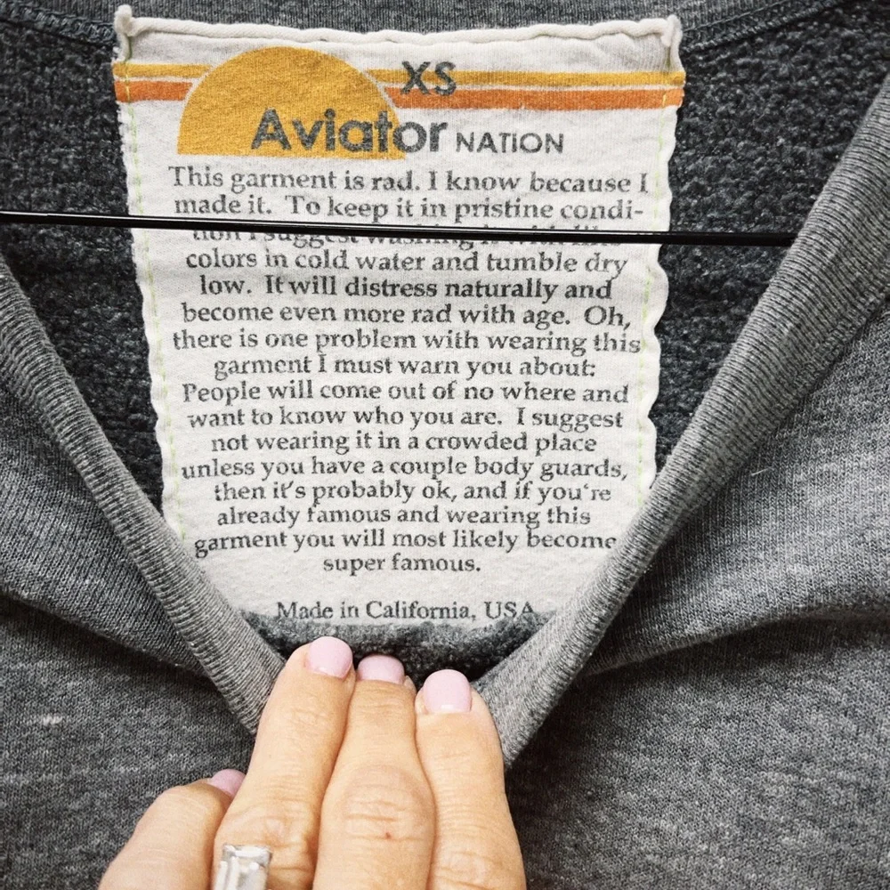 AVIATOR NATION 5 stripe sweatshirt. sz x-small - Picture 2 of 3